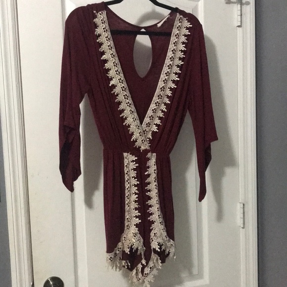 Burgundy Romper - Picture 2 of 2
